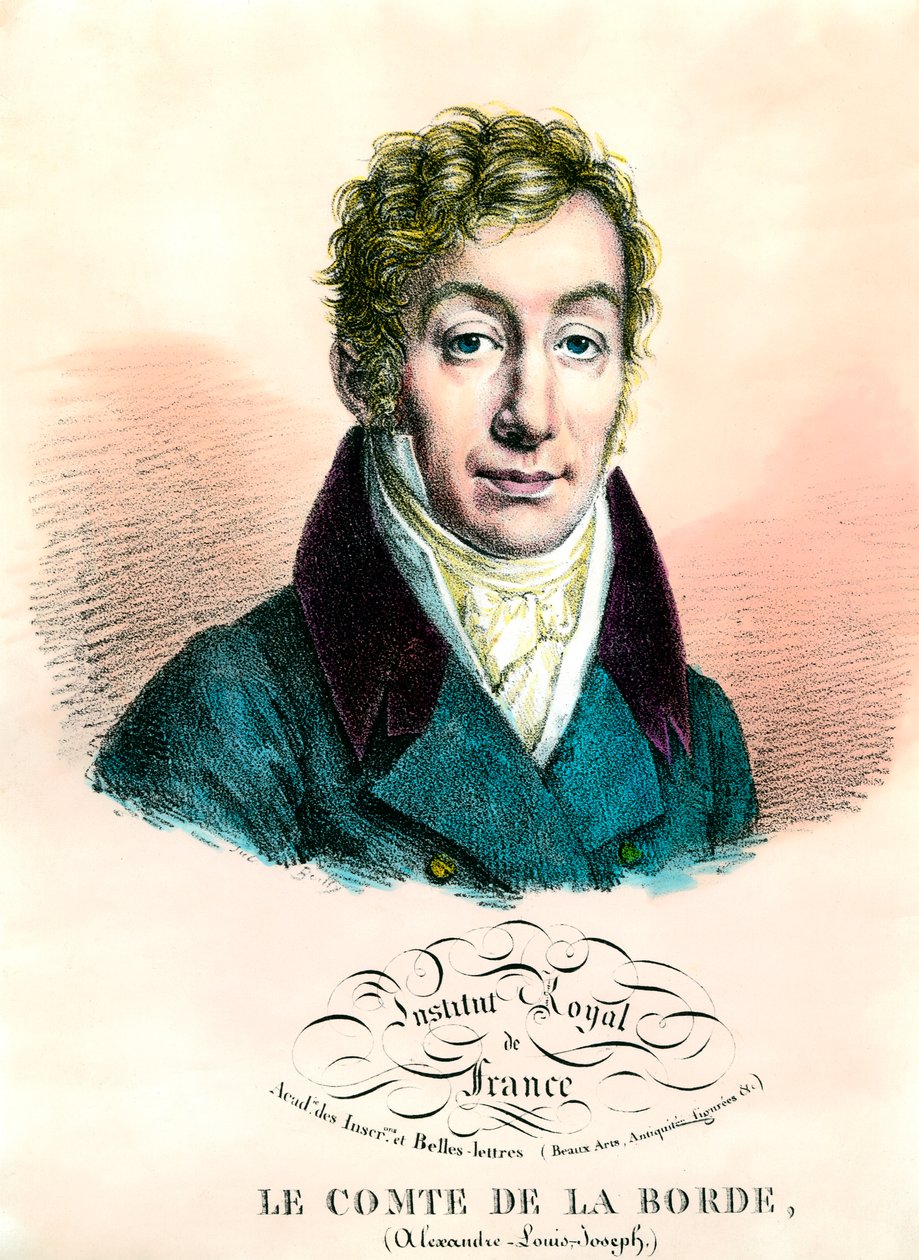 Portræt af Alexandre Louis Joseph, greve af Laborde (1774-1842), fransk arkæolog og politiker. Indgravering af privatsamlingen fra det 19. århundrede af Unknown artist