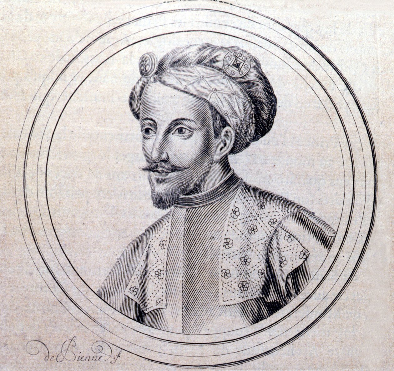 Portræt af Amedee V af Savoyen sagde Le Grand (1249 - 1324) (Amedeo VI di Savoia detto il Grande) i "" Genealogical History of the Royal House of Savoy" af Samuel Guichenou, Lyon 1660. af Unknown artist