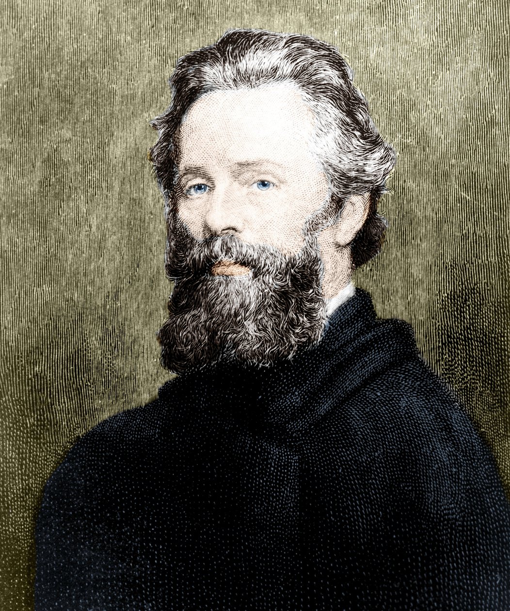 Portræt af den amerikanske digter og romanforfatter Herman Melville (1819-1891). af Unknown artist