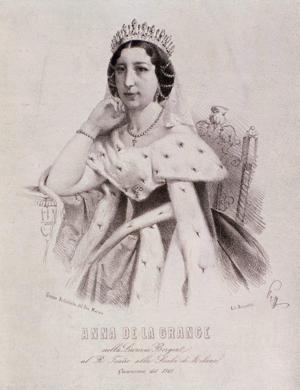 Portræt af Anna de la Grange i Lucrezia Borgia (gravering af Unknown artist