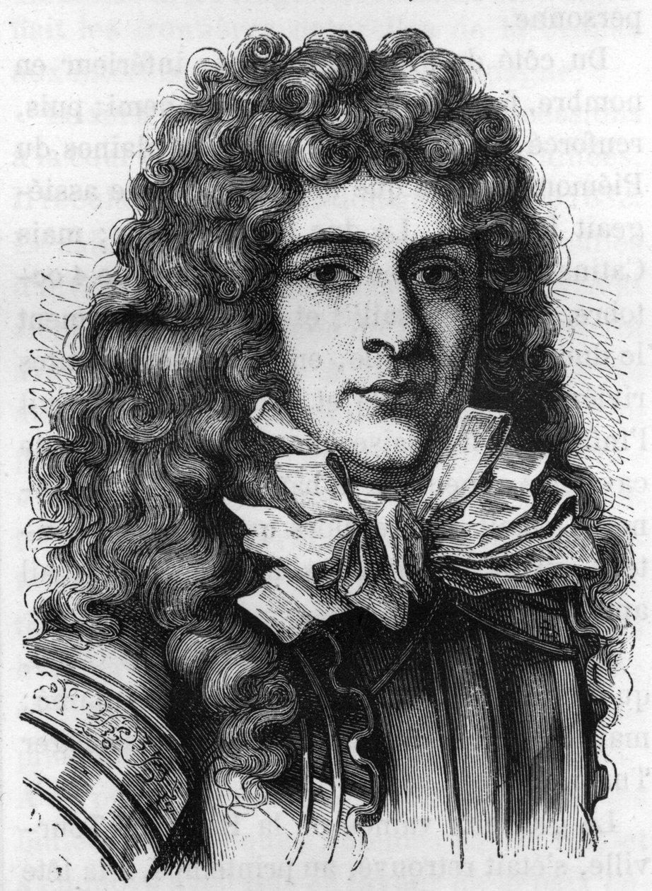 Portræt af Anne Hilarion de Costentin (Cotentin), Comte de Tourville (1642-1701) Fransk admiral - gravering af Unknown artist
