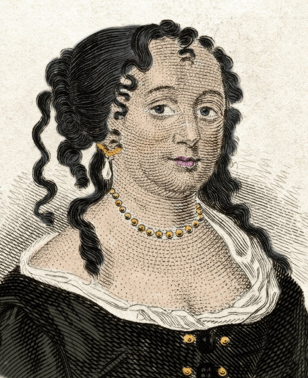 Portræt af Anne Hyde (1637-1671), hertuginde af York og første hustru til James II af England. Indgravering af det 19. århundrede. af Unknown artist