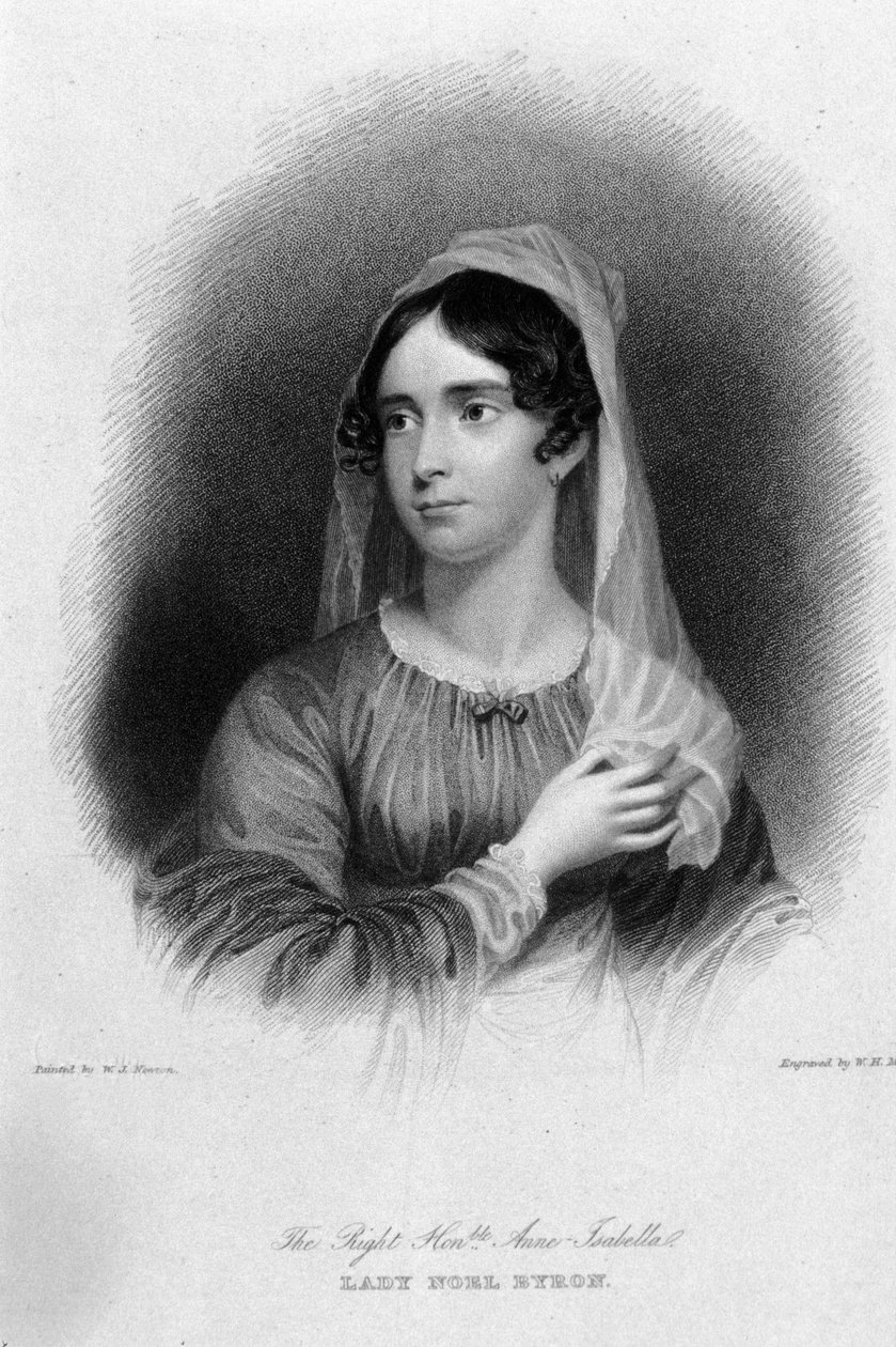 Portræt af Anne Isabelle Noel Byron (1792-1860), hustru til digteren George Gordon Byron. Gravering af Unknown artist