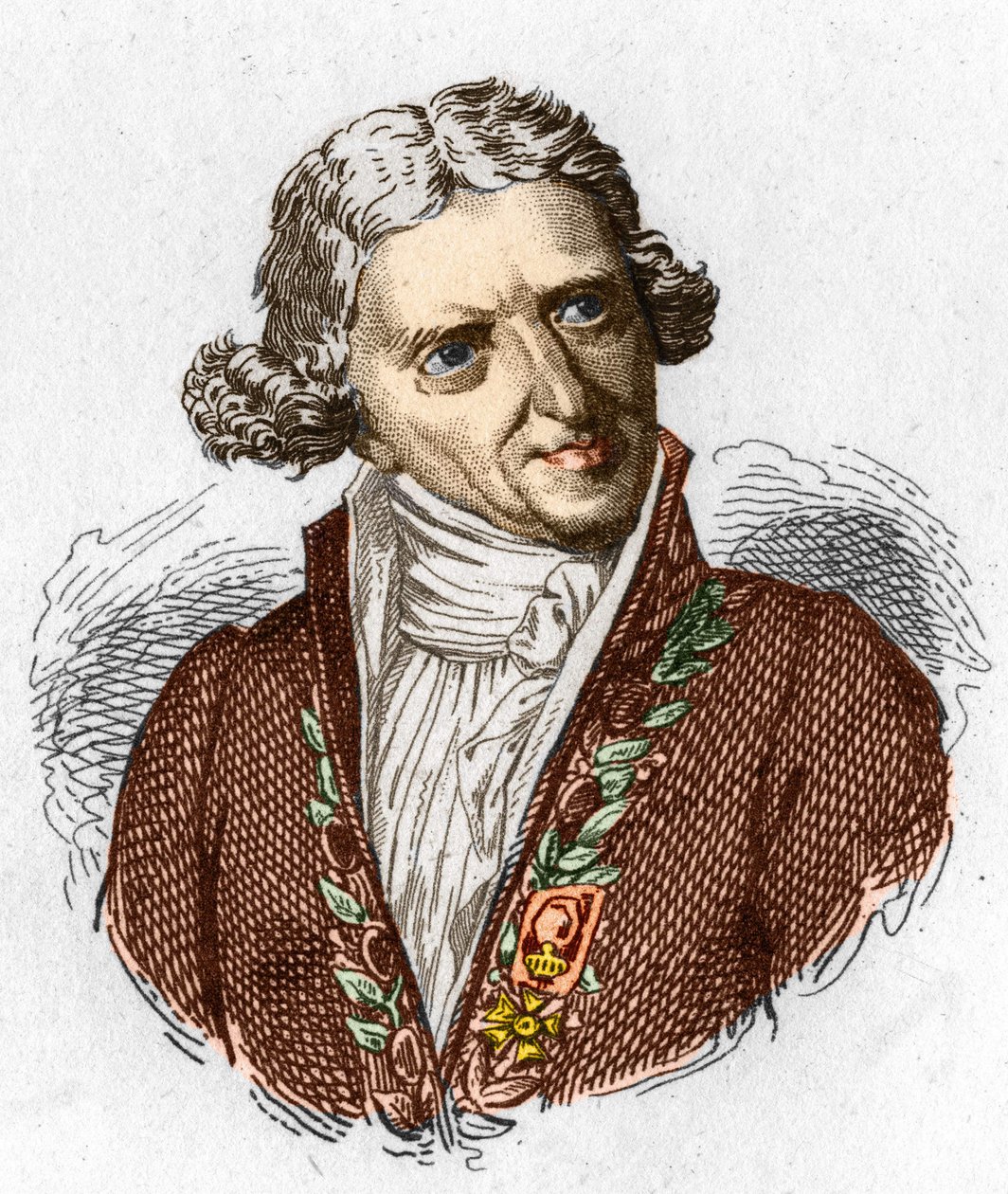 Portræt af Antoine Augustin Parmentier (1737 - 1813), fransk militærfarmaceut og agronom. Stik fra 1845. af Unknown artist