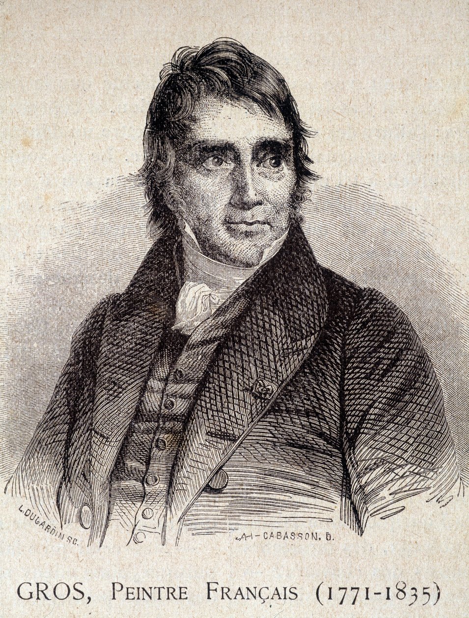 Portræt af Antoine Jean Gros, fransk maler (1771-1835) - i “Les Contemporains”, n.d. slutningen af 1800-tallet (gravering) af Unknown artist
