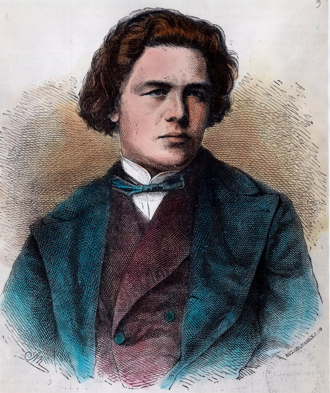 Portræt af Anton Rubinstein (1829 - 1894), russisk pianist og komponist. Indgravering af det 19. århundrede. Privat samling. af Unknown artist