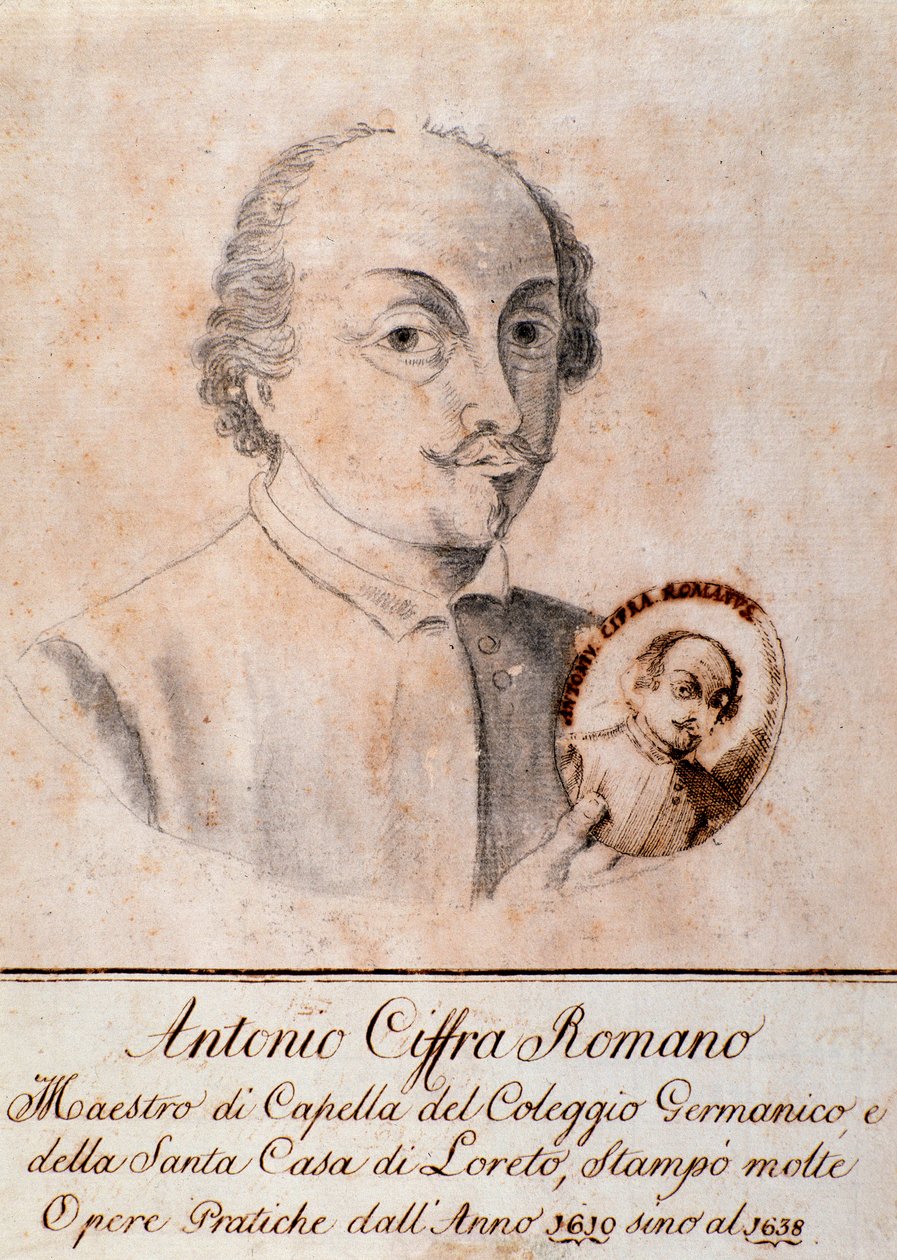 Portræt af Antonio Cifra (tegning) af Unknown artist