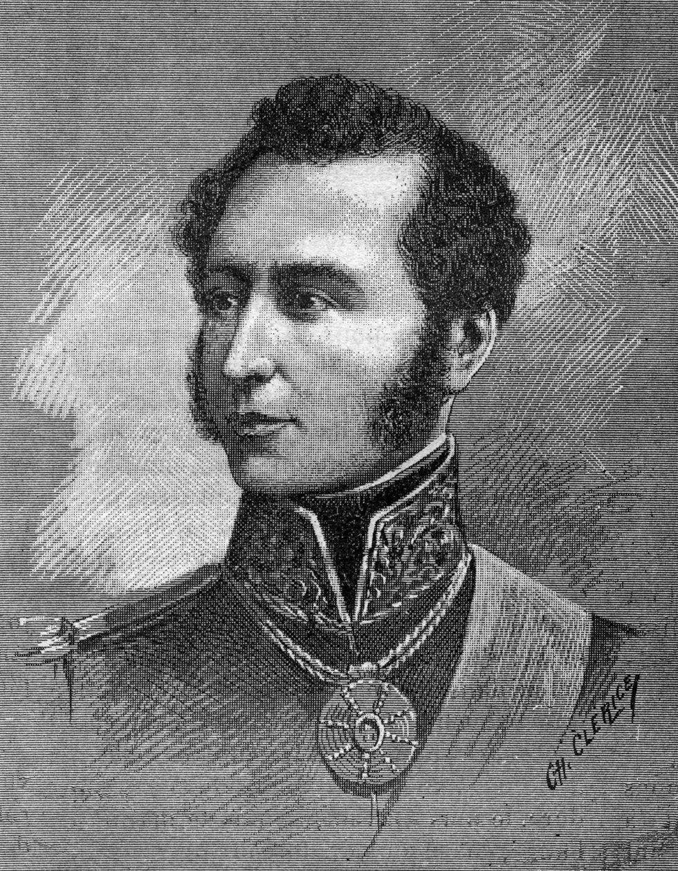 Portræt af Antonio Jose de Sucre (1795-1830) - Venezuelansk uafhængighedsleder - gravering af Unknown artist
