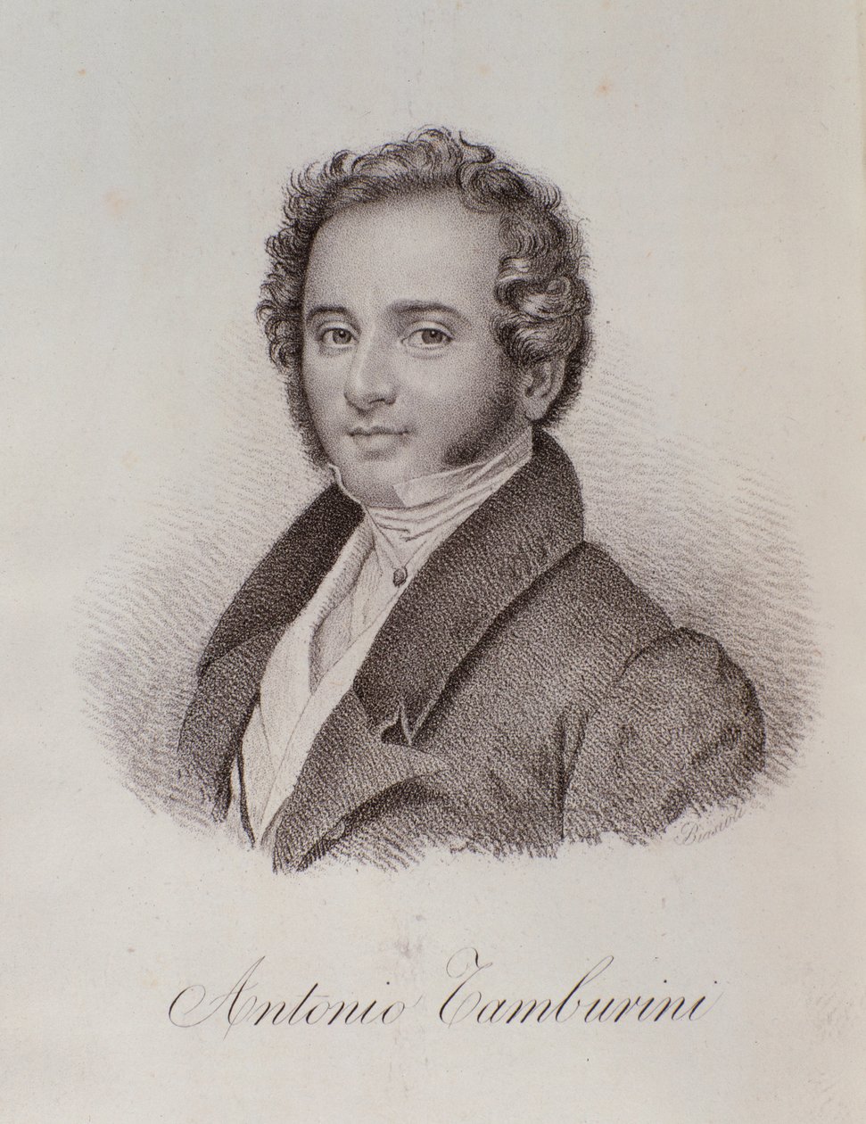 Portræt af Antonio Tamburini (gravering af Unknown artist