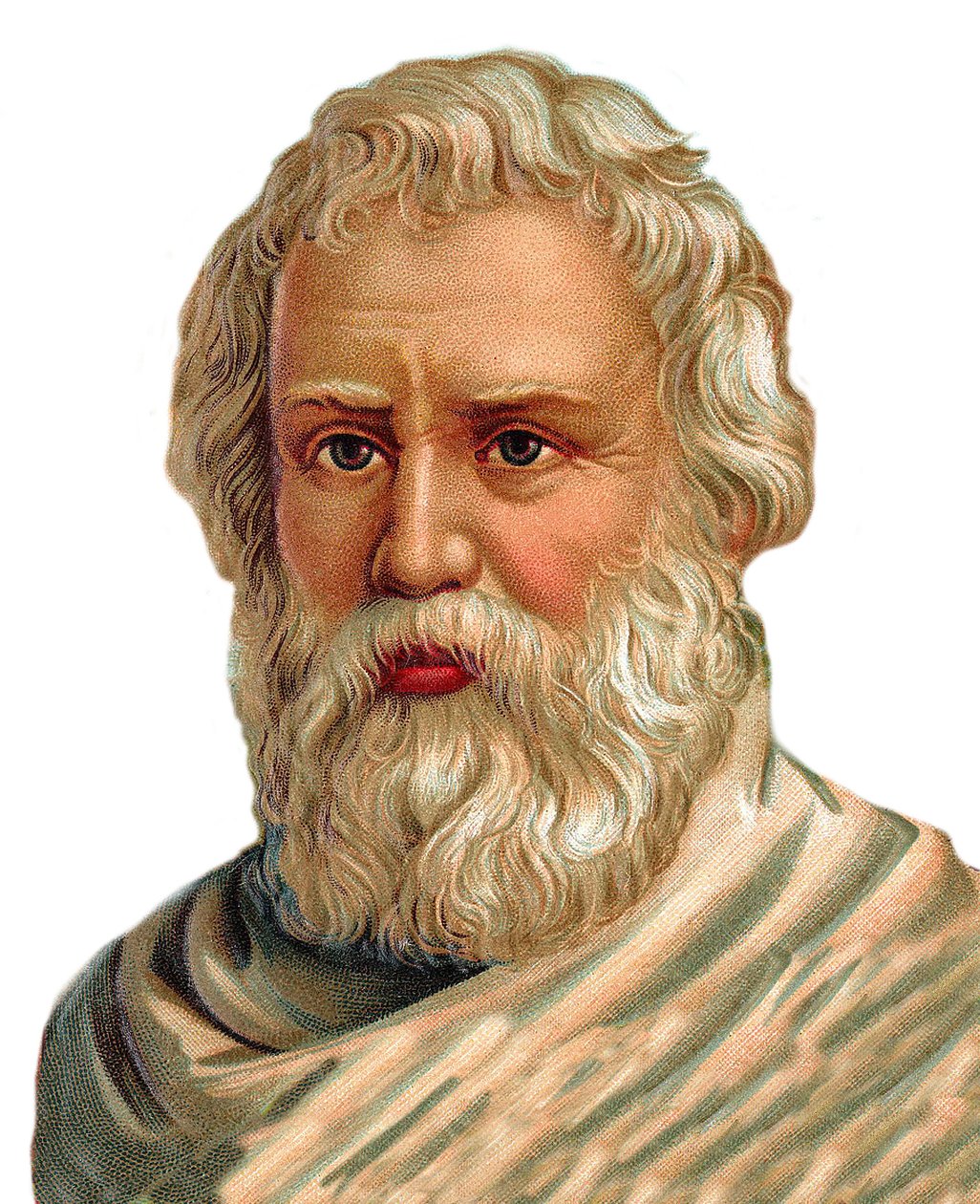 Portræt af Archimedes af Syracuse - græsk matematiker, fysiker, ingeniør, opfinder - Archimede de Syracuse - kromolitografi af Unknown artist