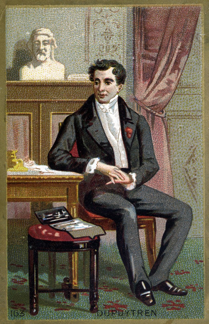 Portræt af baron Guillaume Dupuytren (1777 - 1835), fransk kirurg. Kromolitografi i slutningen af det 19. århundrede. af Unknown artist