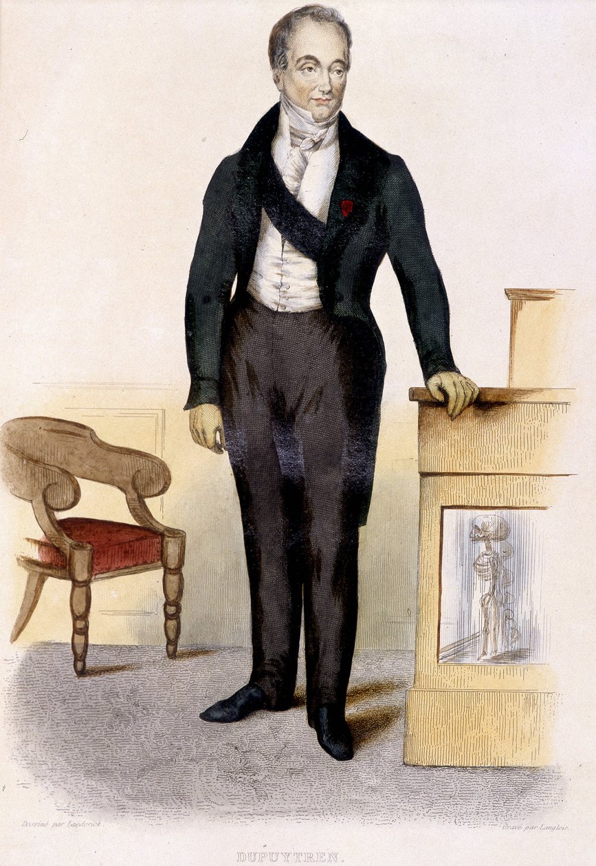 Portræt af baron Guillaume Dupuytren (1777 - 1835), fransk kirurg. gravering af 1844. af Unknown artist