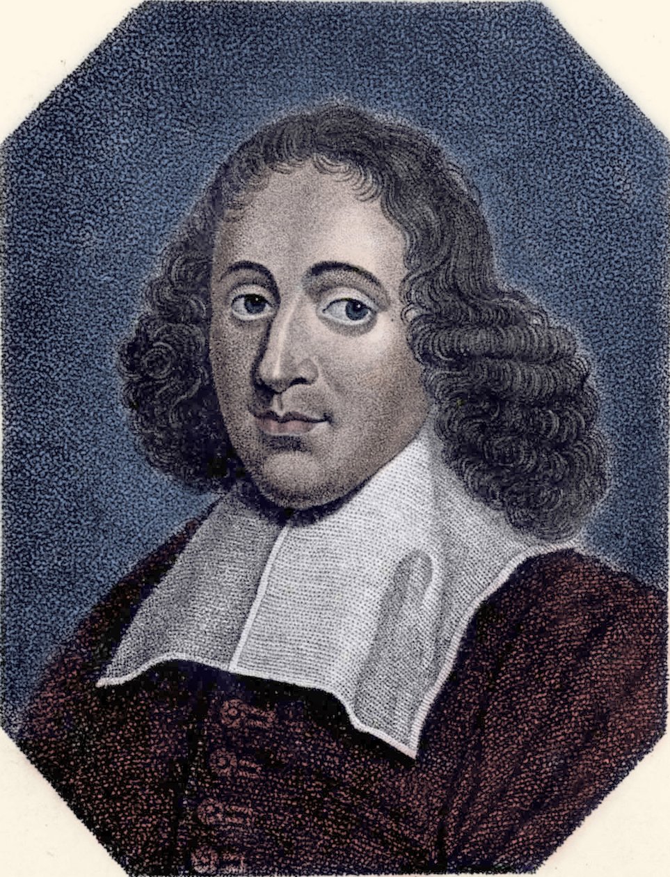 Portræt af Baruch de Spinoza (1632 - 1677) hollandsk filosof, også kendt som Bento de Espinosa eller Benedictus de Spinoza eller Benoit de Spinoza. Gravering af Unknown artist