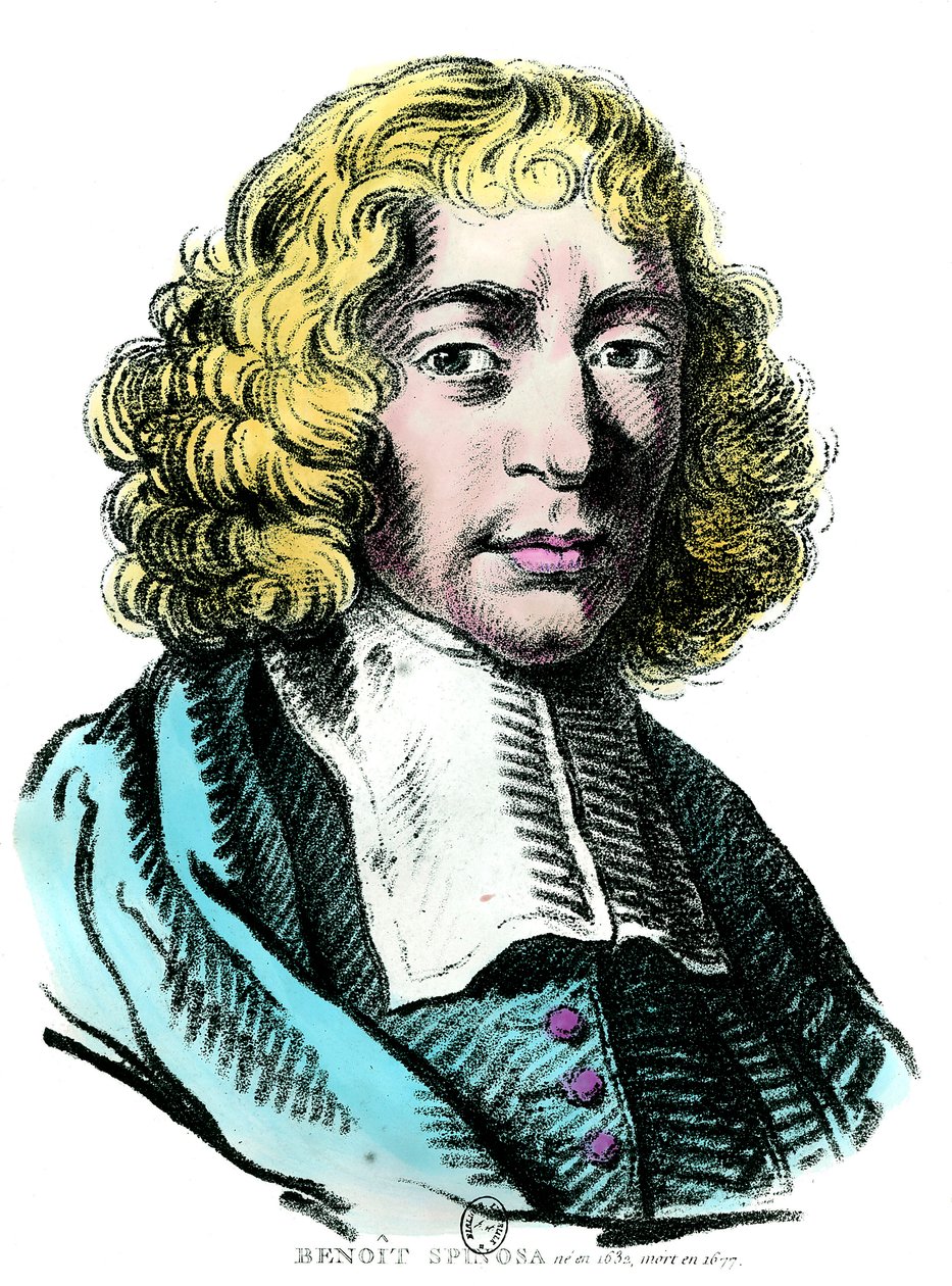 Portræt af Baruch de Spinoza (1632 - 1677) hollandsk filosof, også kendt som Bento de Espinosa eller Benedictus de Spinoza eller Benoit de Spinoza. Stik af det 17. århundrede. Saml. Gå. af Unknown artist