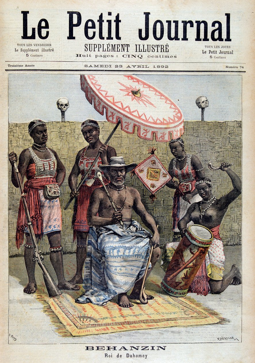 Portræt af Behanzin (1844-1900), konge af Dahomey (Benin) - i "" Le Petite Journal"" af 23/4/1892 af Unknown artist