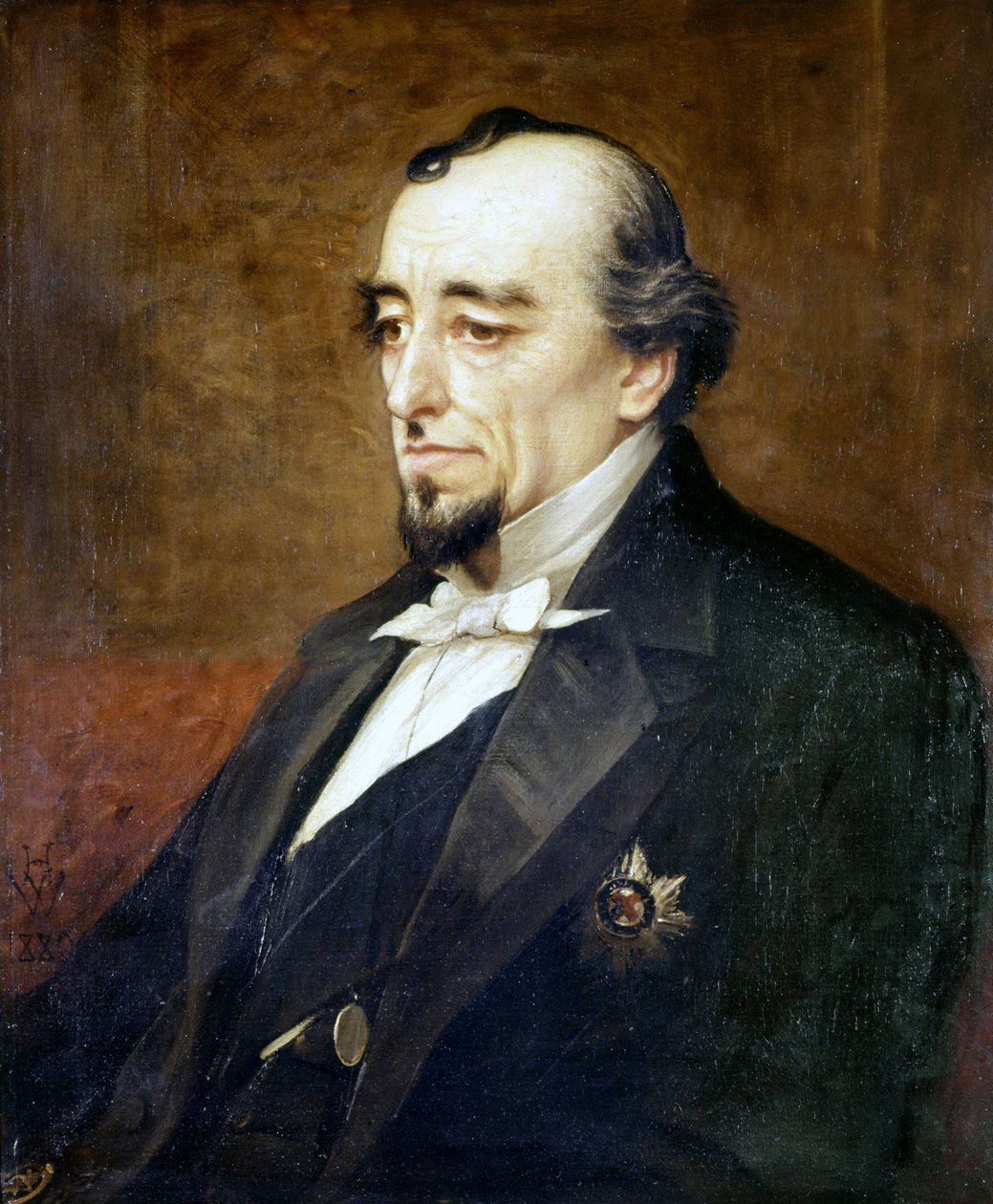 Portræt af Benjamin Disraeli (Lord Beaconsfield af Unknown artist