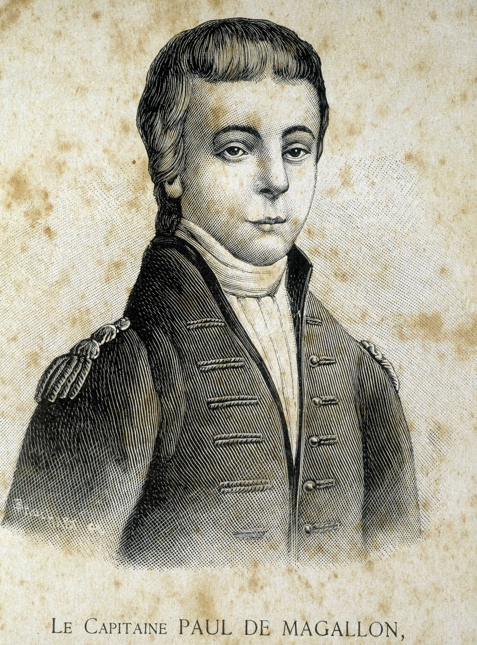 Portræt af kaptajn Paul de Magallon (1784 - 1859) - i "" Les Contemporains", n.d. slutningen af ​​det 19. århundrede. af Unknown artist