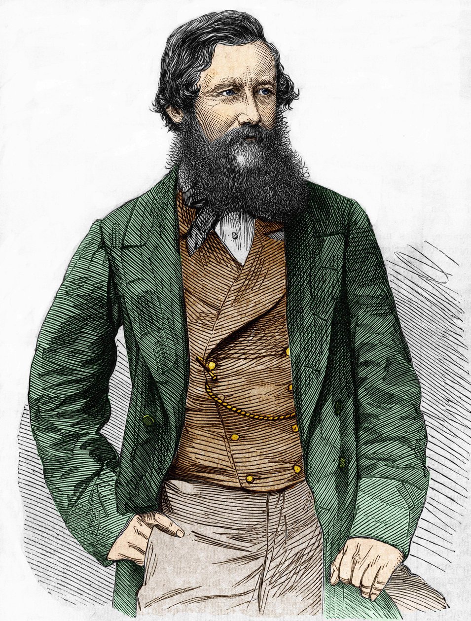 Portræt af kaptajn Speke, britisk opdagelsesrejsende (1827 - 1864). af Unknown artist
