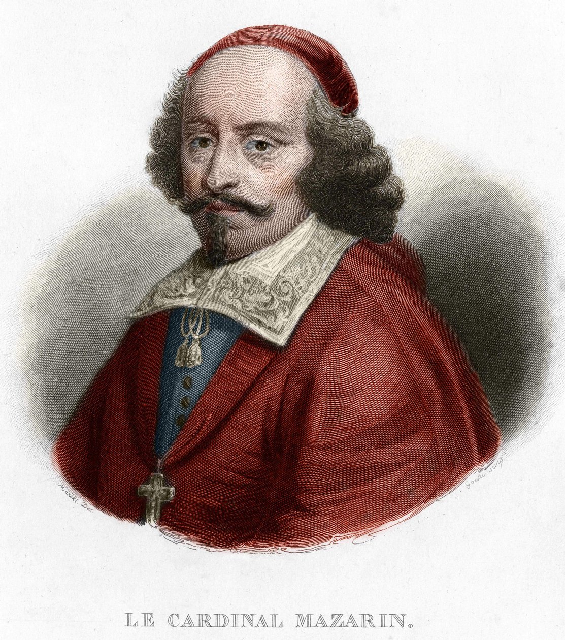 Portræt af kardinal Jules Mazarin (1602-1661) gravering af af Unknown artist