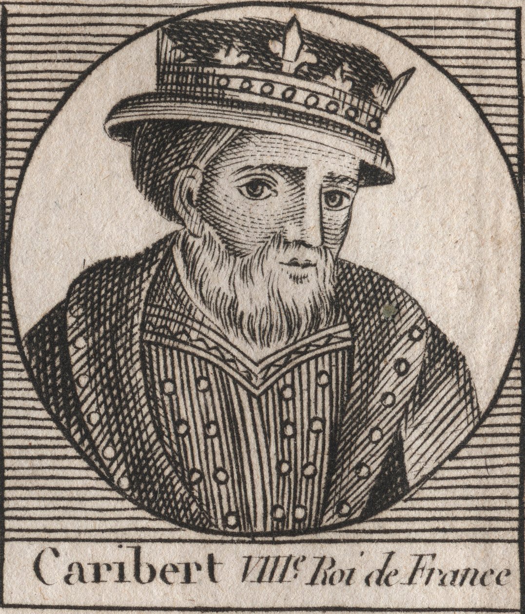 Portræt af Caribert, frankernes konge (561-567) - Caribert eller Charibert (d.567) frankernes konge - gravering fra "" Instruction sur l