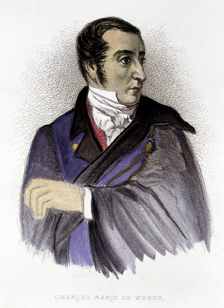 Portræt af Carl Maria von Weber, tysk komponist (1786-1826) - gravering af Unknown artist