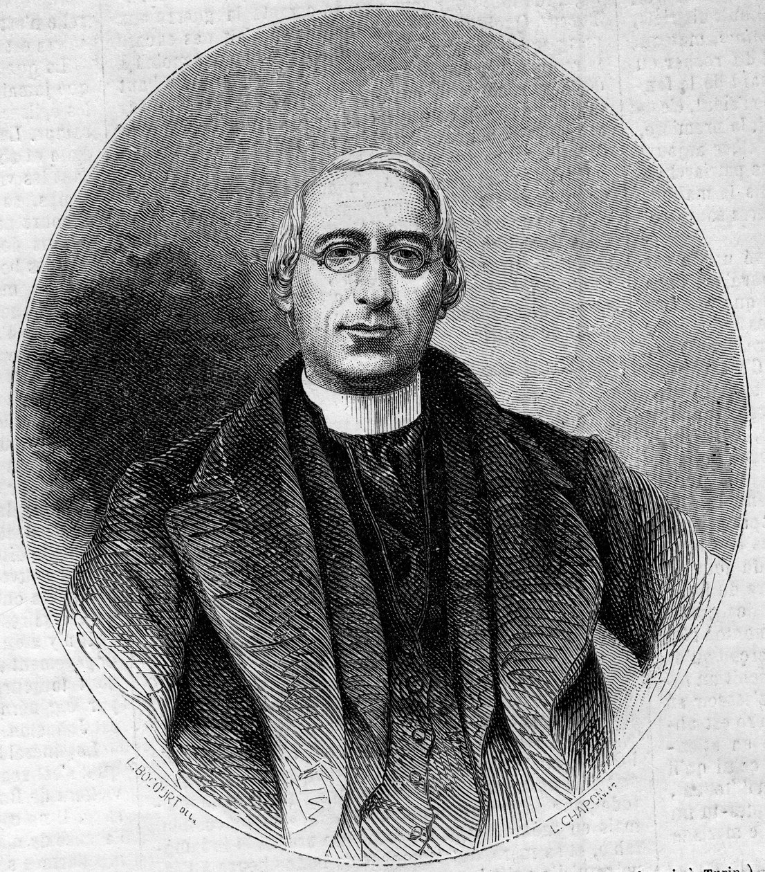 Portræt af Carlo Passaglia (1812-1887), italiensk kirkemand, tilhænger af Italiens enhed. Indgravering i "" Le Monde Illustré"" n¡240 af 16. november 1861. af Unknown artist