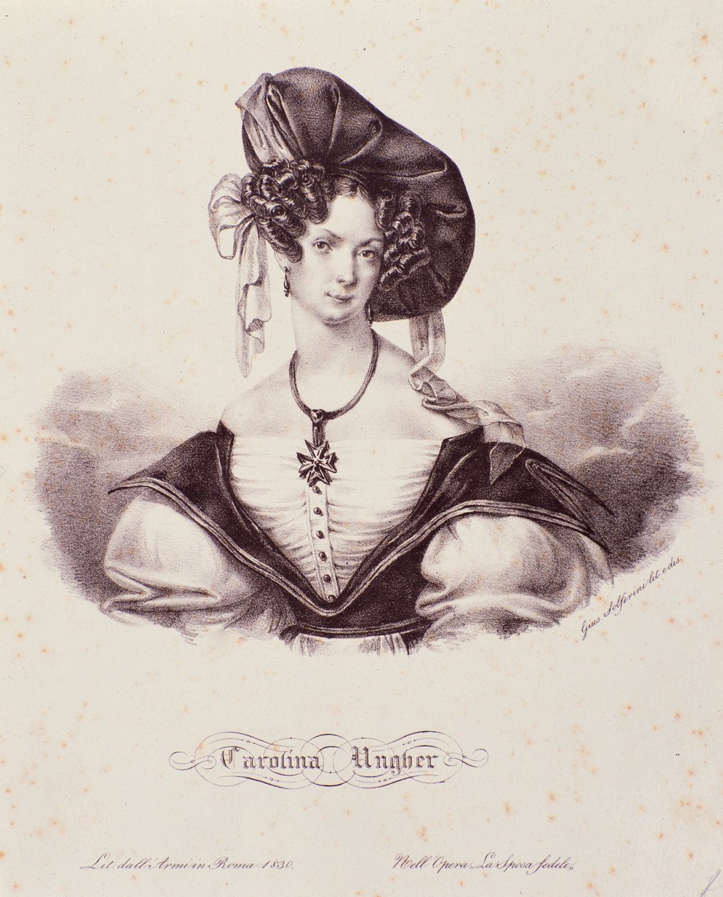 Portræt af Caroline Ungher (Unger) (gravering) af Unknown artist
