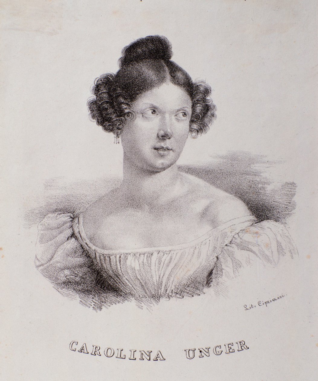 Portræt af Caroline Ungher (Unger) (gravering af Unknown artist