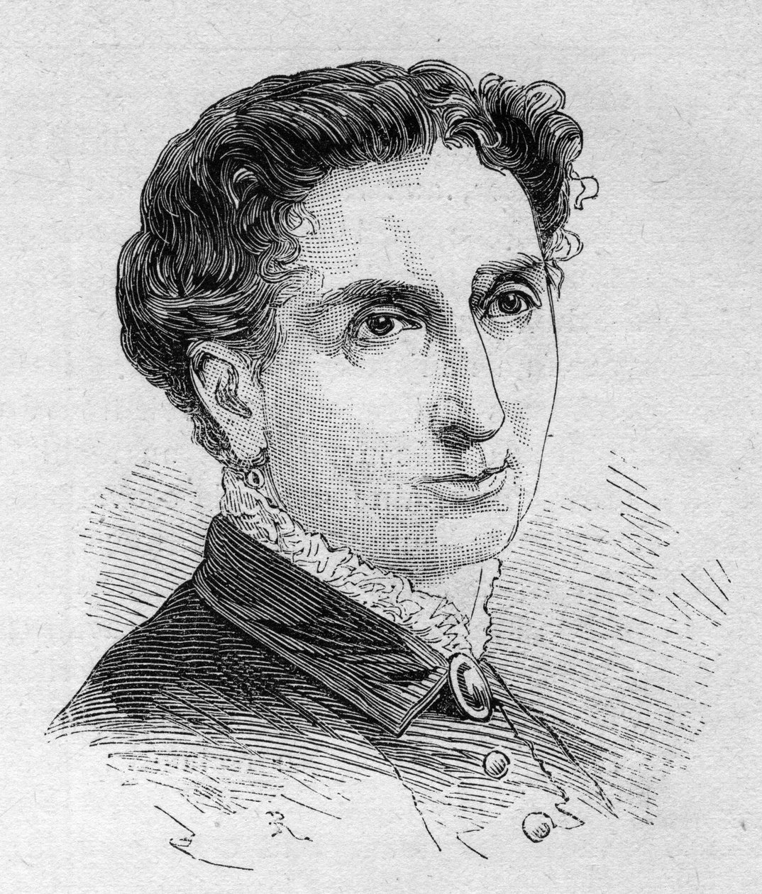 Portræt af Catherine Julie Clementine Jouassain (1829-1902), fransk komiker, medlem af Comedie Francaise. Indgravering i "" Le Monde Illustré"" n¡1168 af 16. august 1879. af Unknown artist
