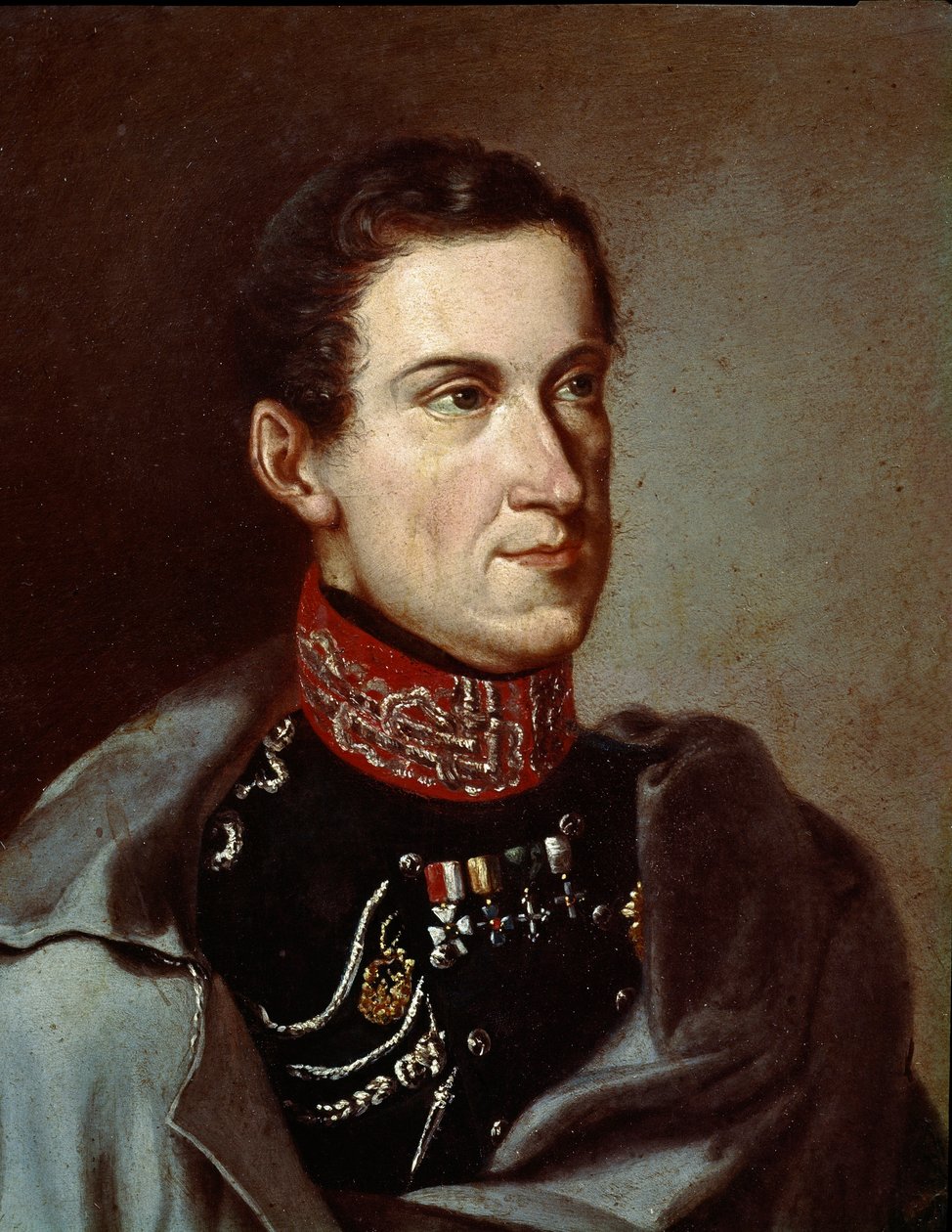 Portræt af Charles Albert (Charles Albert) af Sardinien (eller Carlo Alberto di Savoia) (1798-1849) Anonymt maleri. Omkring 1832. Museum for Risorgimento Rom af Unknown artist