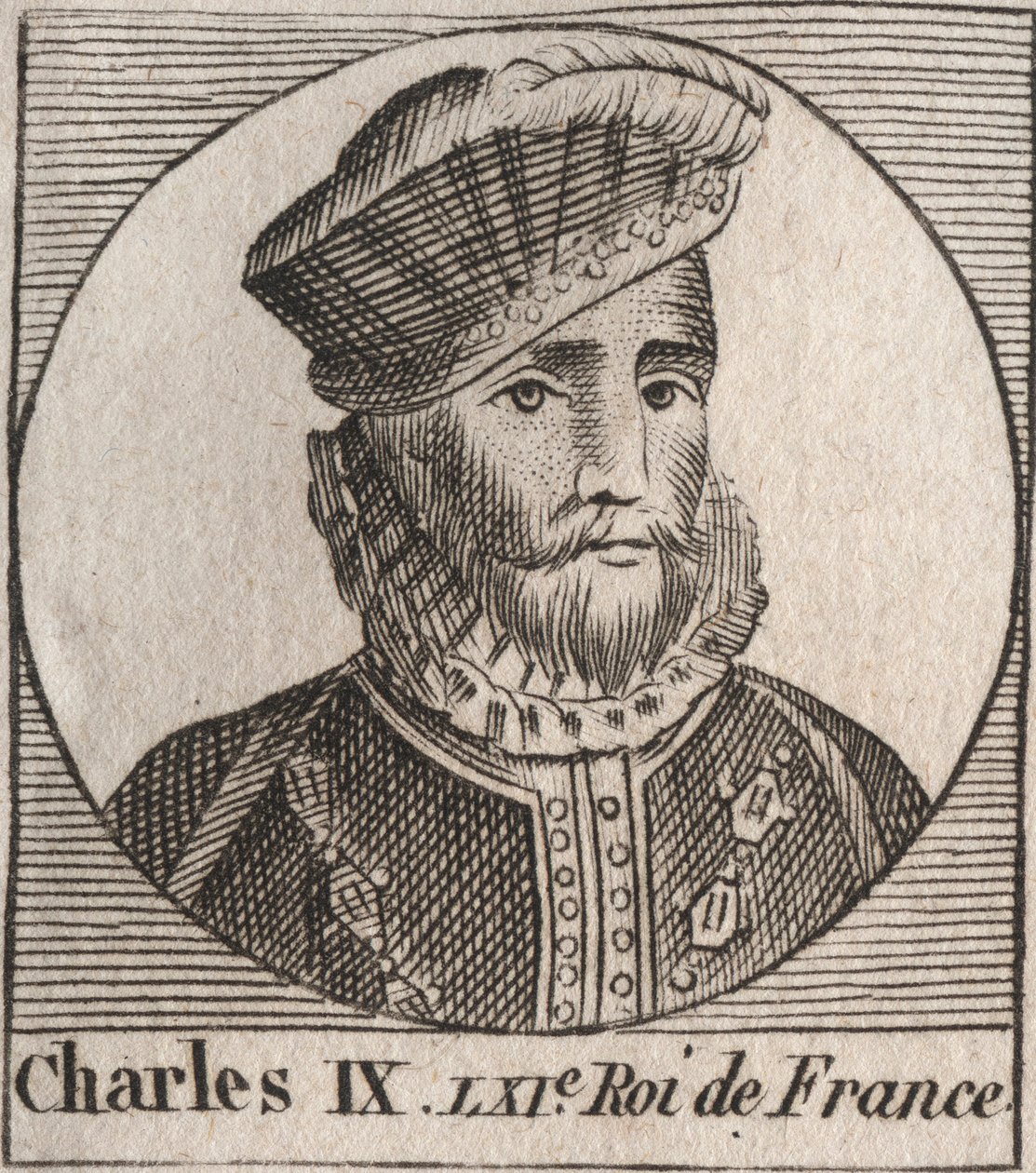 Portræt af Charles IX (1550-1574), konge af Frankrig - Charles IX, konge af Frankrig fra 1560 til 1574 - gravering fra "Instruction sur l