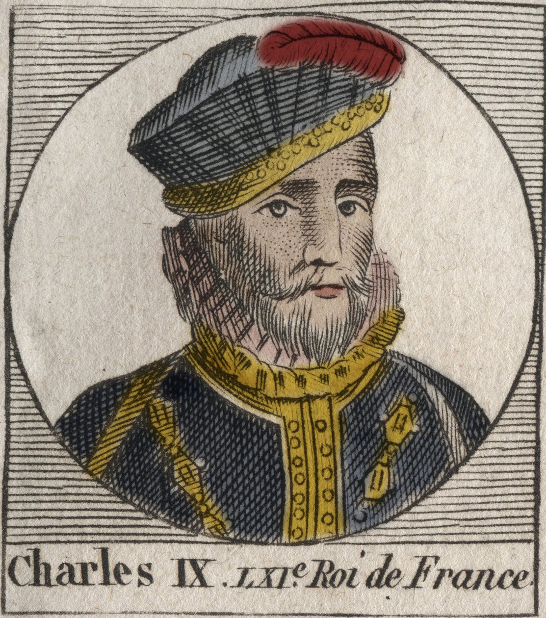 Portræt af Charles IX (1550-1574), konge af Frankrig - Charles IX, konge af Frankrig fra 1560 til 1574 - gravering fra "Instruction sur l