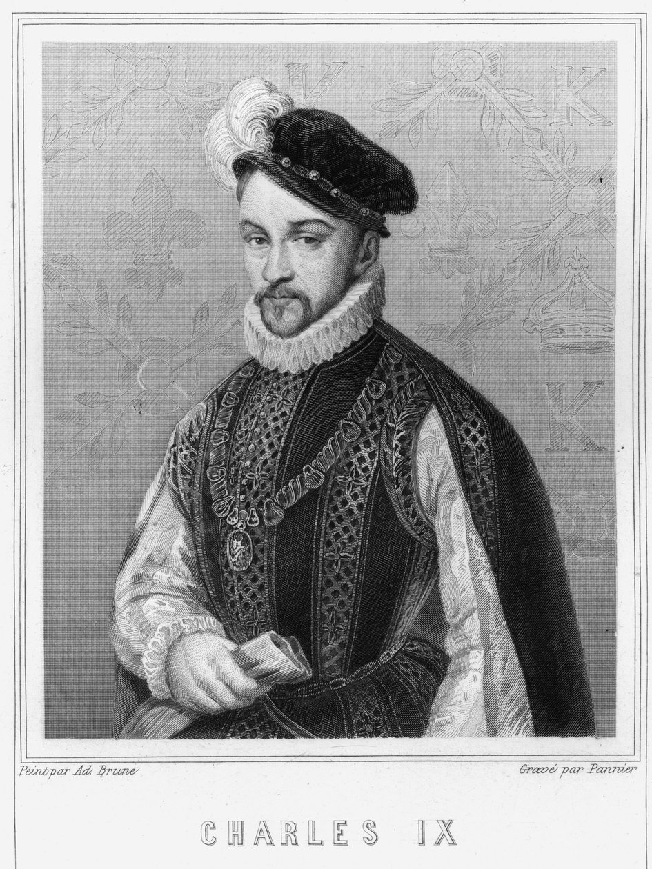 Portræt af Charles IX (1550 - 1574), konge af Frankrig - i "Histoire des Français"" af Lavallée, stik, sd. af Unknown artist