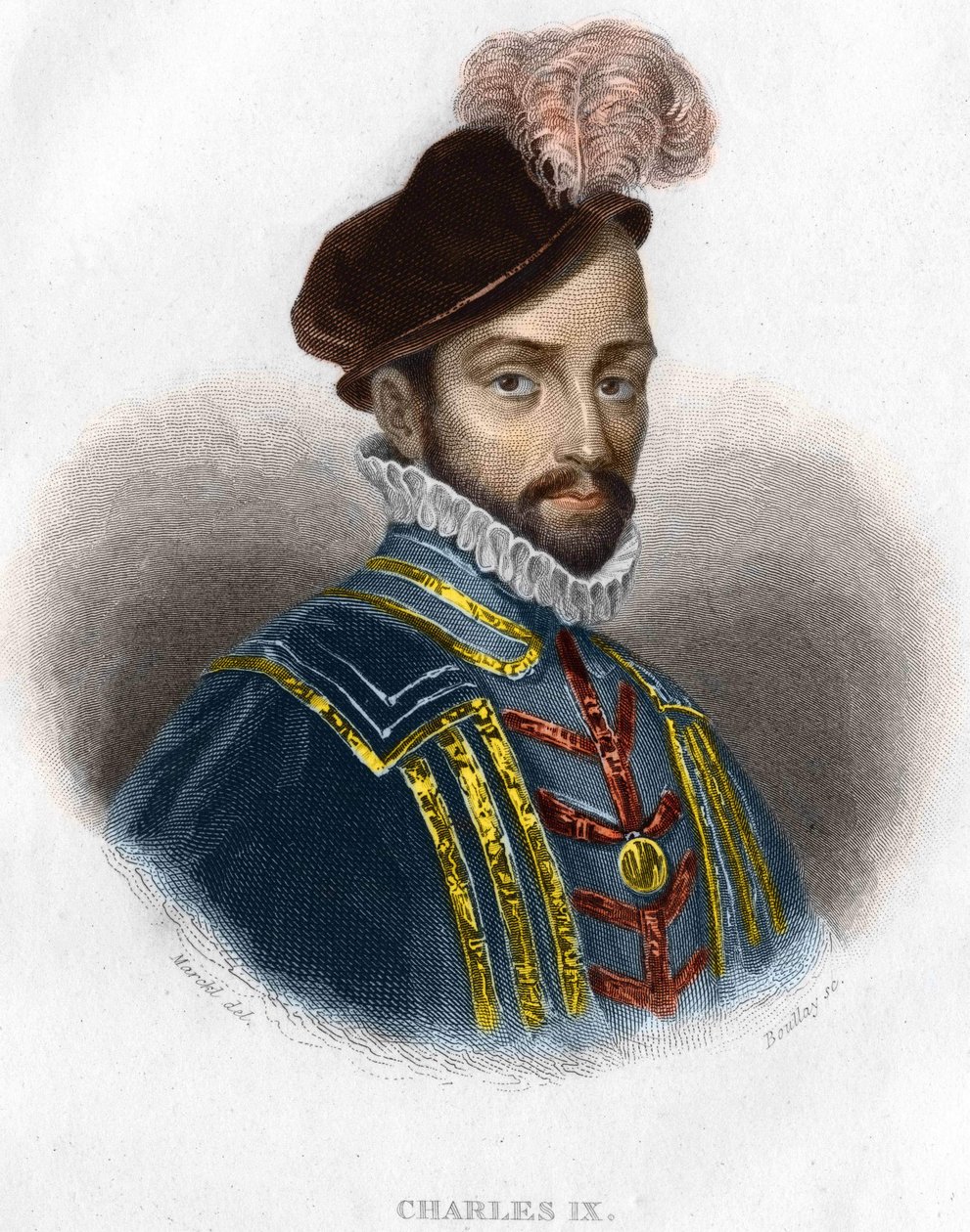 Portræt af Charles IX (1550 - 1574), konge af Frankrig, gravering fra det 19. århundrede af Unknown artist