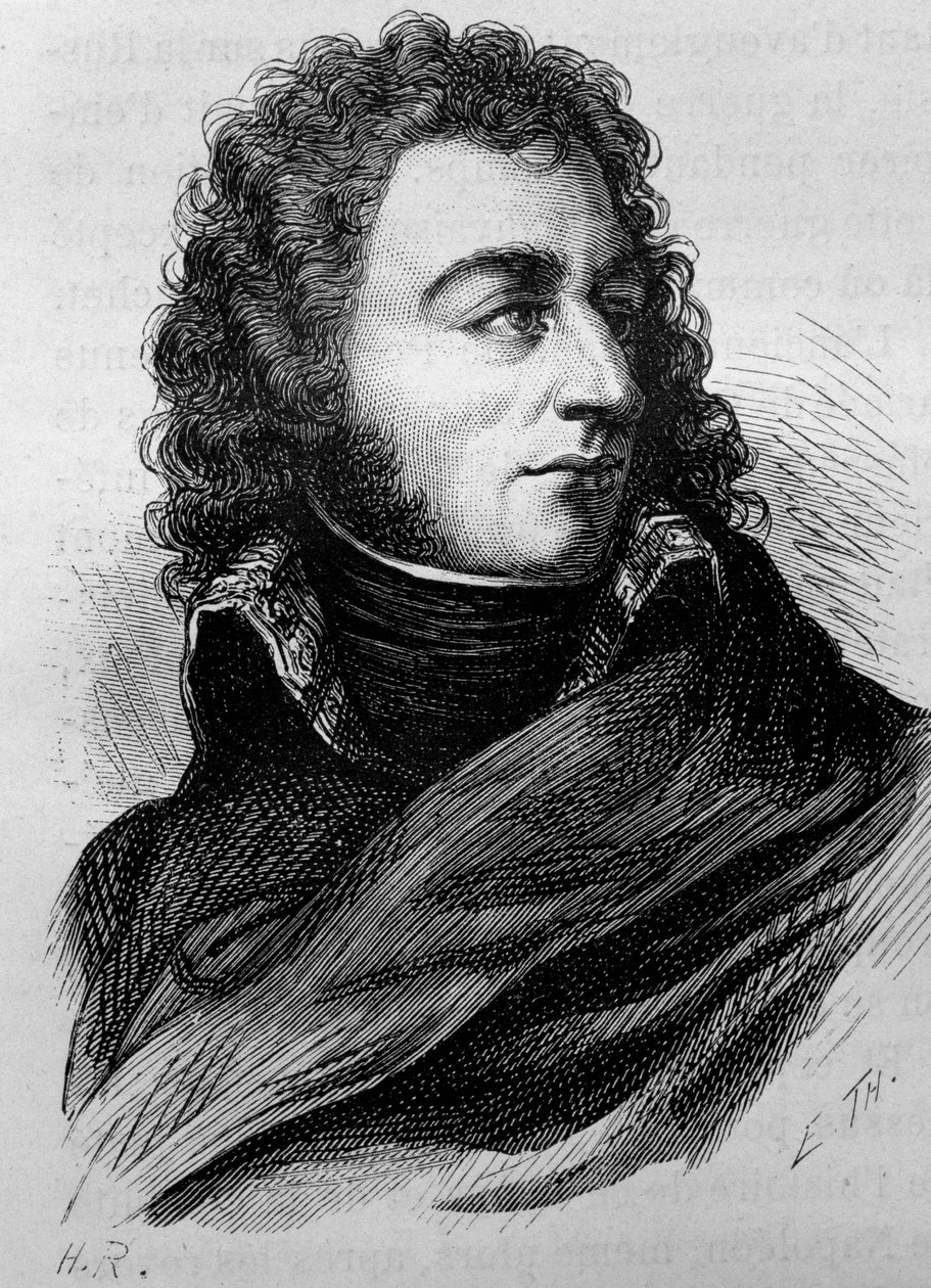 Portræt af Charles John - Baptist Bernadotte (Charles XIV) (1763 - 1844). Indgravering af slutningen af det 19. århundrede i "Histoire de France"" af H. Martin. af Unknown artist