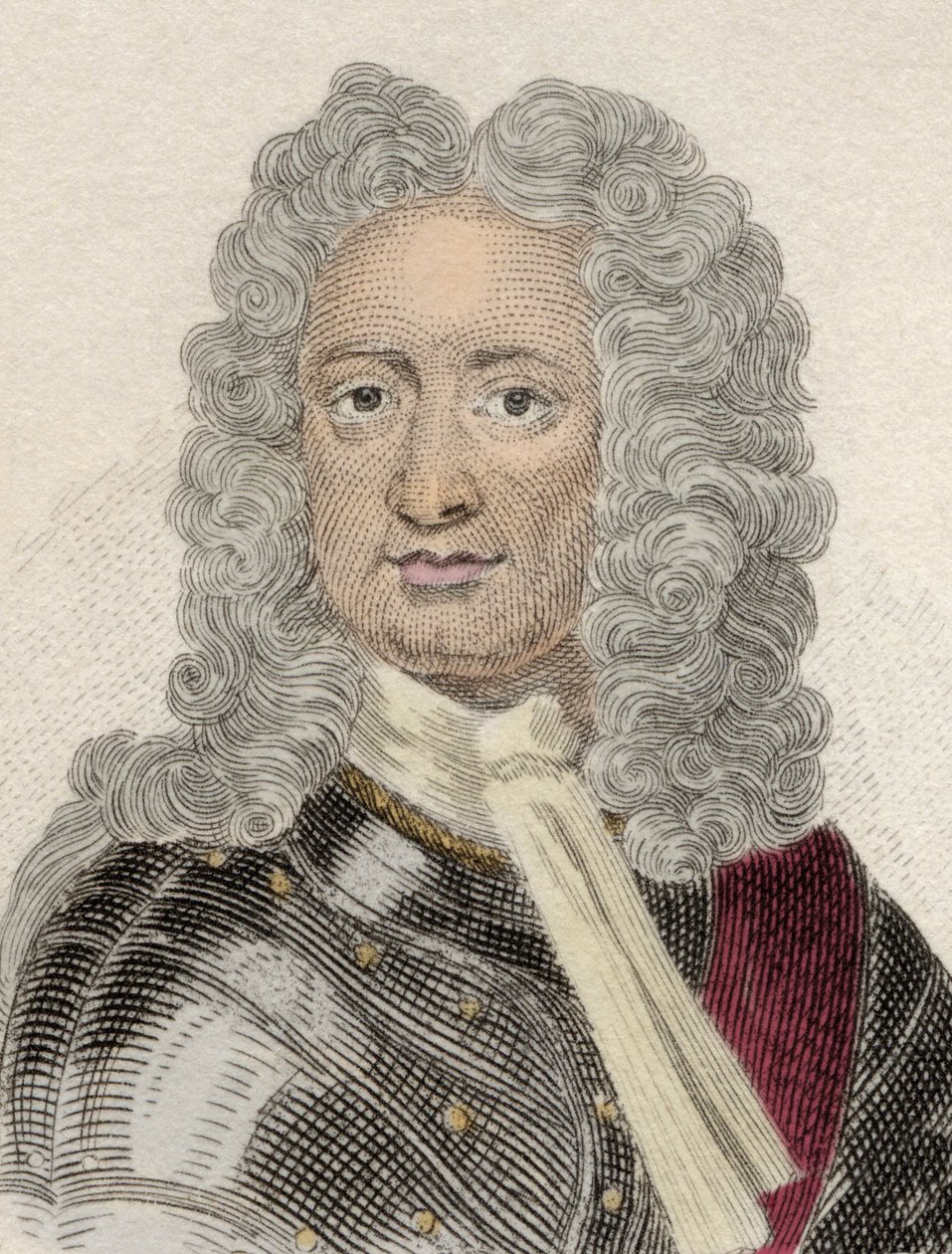 Portræt af Charles Mordaunt (ca. 1658-1735), 3. jarl af Peterborough og 1. jarl af Monmouth, engelsk diplomat og militær. Indgravering af det 19. århundrede. af Unknown artist