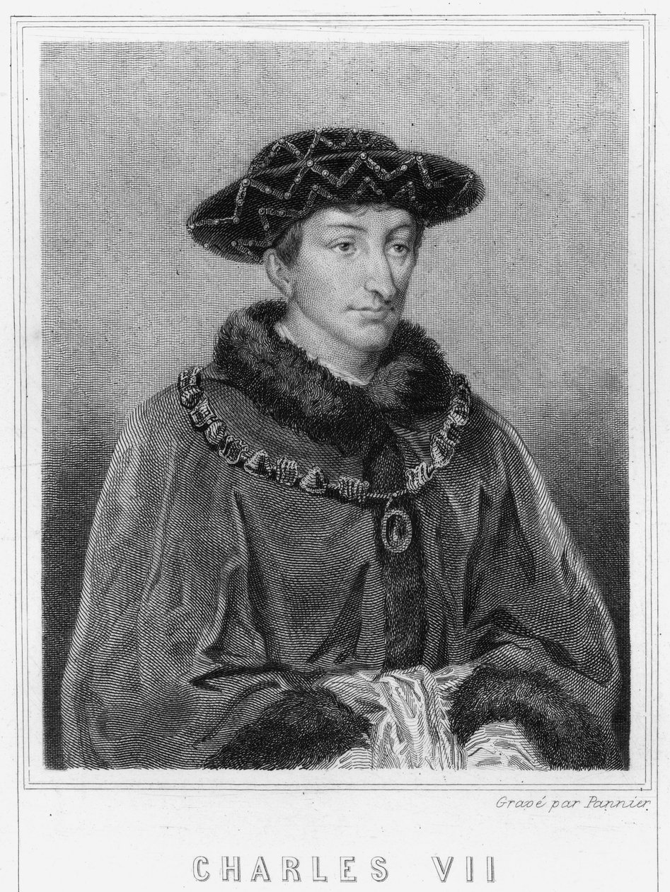 Portræt af Charles VII (1403 - 1461), konge af Frankrig - i "Histoire des Français"" af Lavallée, stik, sd. af Unknown artist