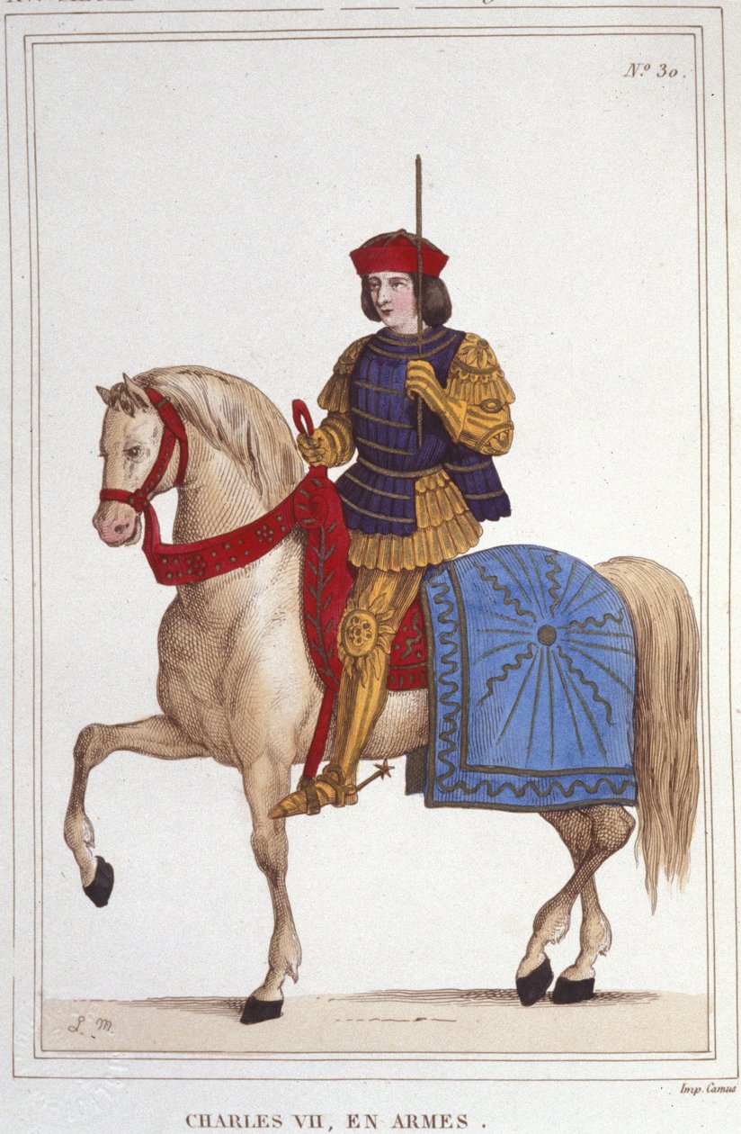 Portræt af Charles VII (1403 - 1461), konge af Frankrig, gravering af 1830 af Unknown artist