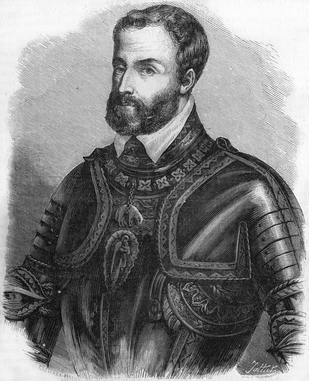 Portræt af Karl V (1500-1558), kejser af det hellige germanske rige fra 1519 til 1556. Stik af det 19. århundrede. af Unknown artist