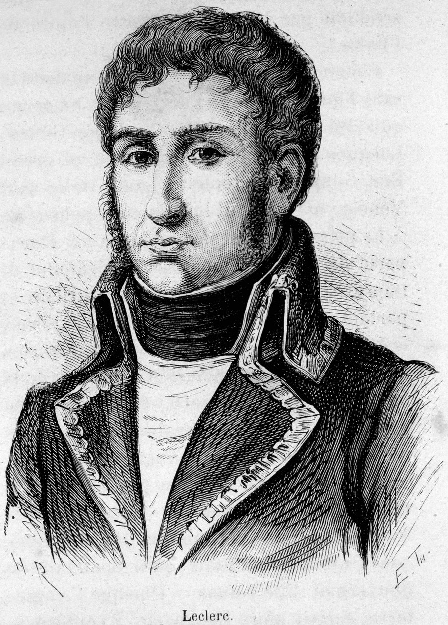 Portræt af Charles Victor Emmanuel Leclerc (1772-1802), fransk general, han sluttede sig til Bonaparte ved belejringen af Toulon i 1793 og ePousamarie-Paulette kaldet Pauline Bonaparte i 1797. af Unknown artist