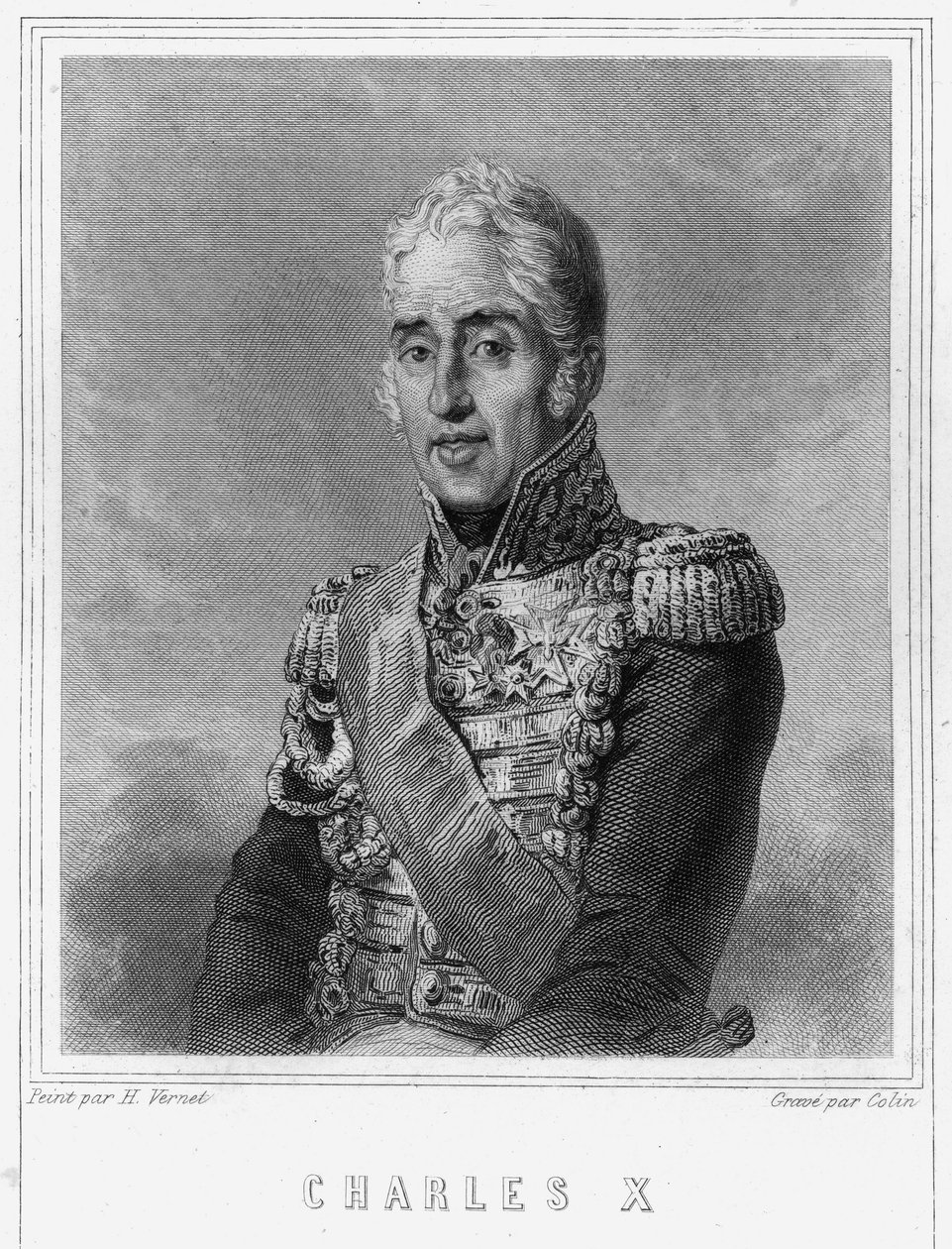 Portræt af Charles X (1757 - 1836), konge af Frankrig - i "Histoire des Français"" af Lavallée, stik, sd. af Unknown artist