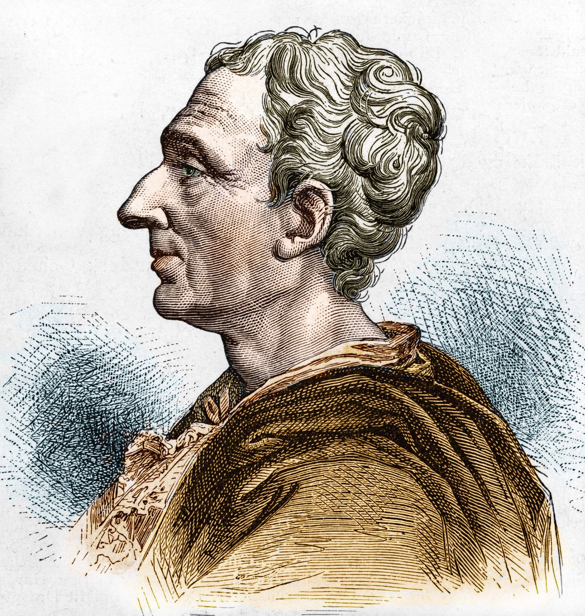 Portræt af Charles de Secondat (1689 - 1755), Baron De La Brède og Montesquieu. Indgravering af det 19. århundrede. af Unknown artist