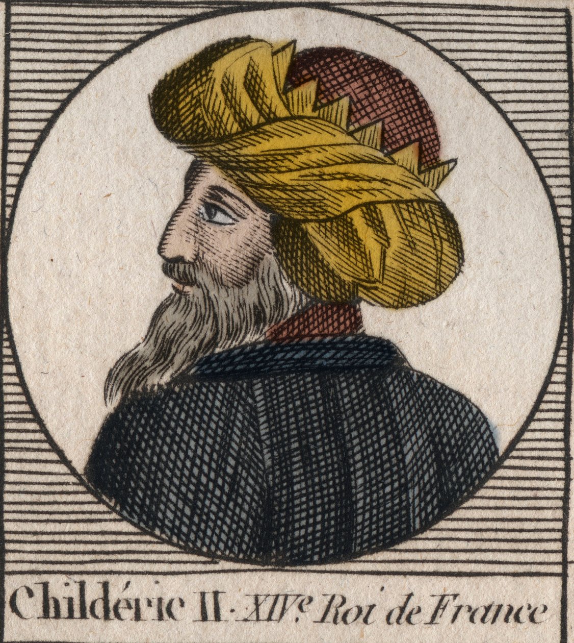 Portræt af Childeric II, frankernes konge fra 670 til 673 - CHILDERIC II 655-675 Konge merovinger af Frankrig og Austrasien - gravering fra "" Instruction sur l