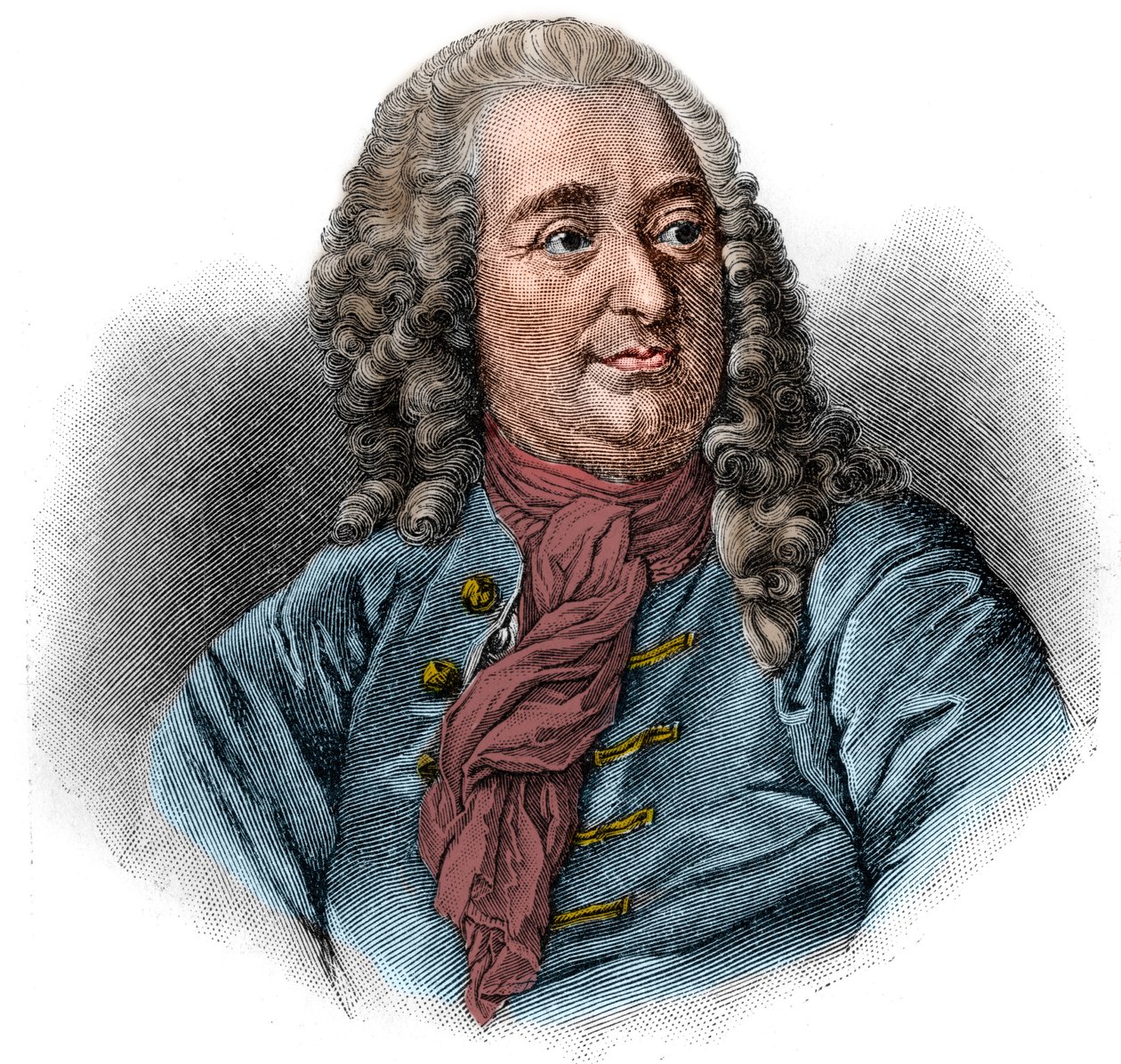 Portræt af Christian von Wolff eller Christian von Wolf Tysk jurist, matematiker og filosof (1679-1754). Gravering. af Unknown artist