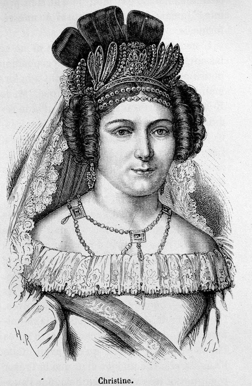 Portræt af Christine de Suede kaldet dronning Christine (1626-1689). af Unknown artist
