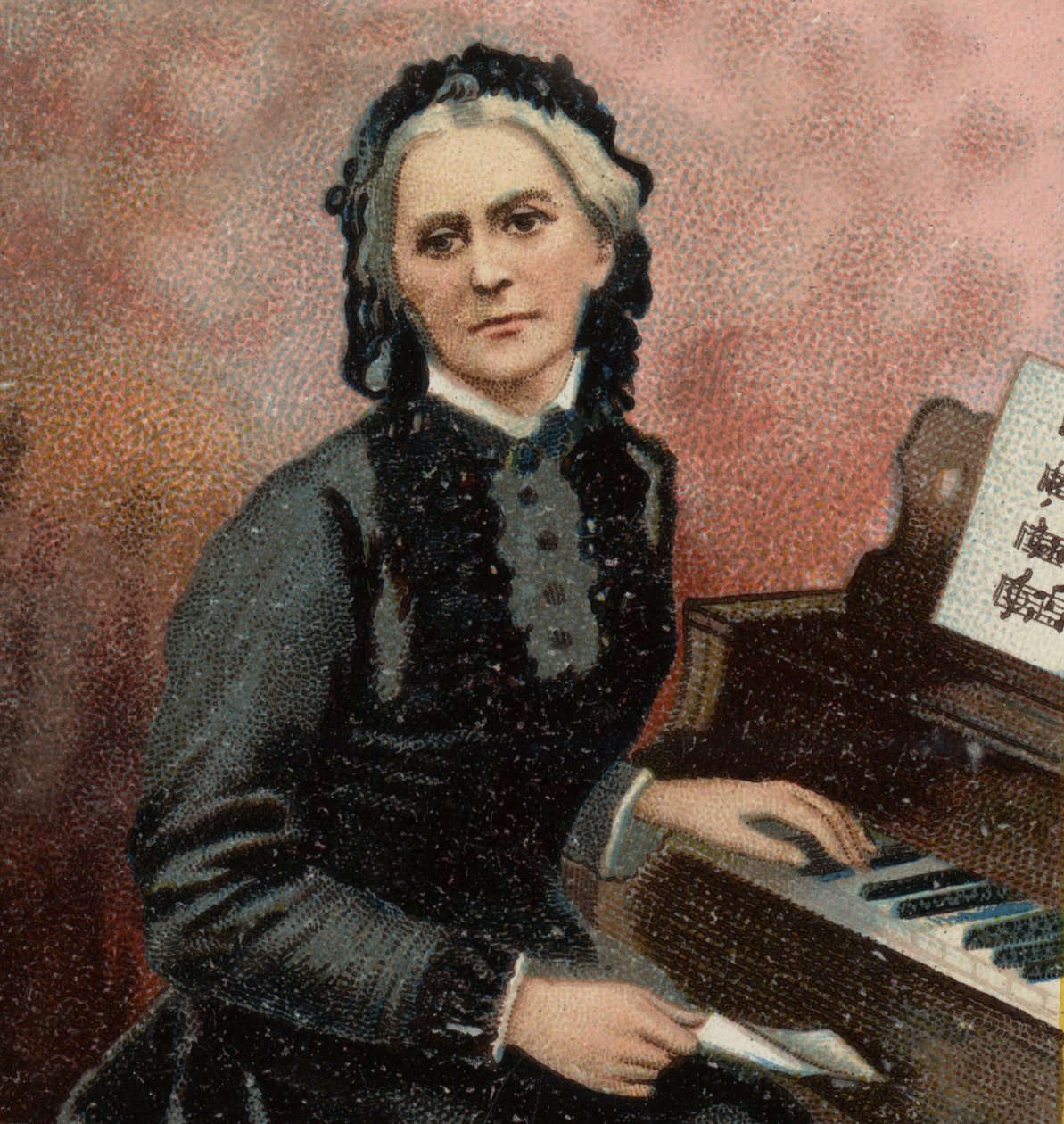 Portræt af Clara Schumann (1819-1896), tysk pianist og komponist, hustru til Robert Schumann. af Unknown artist