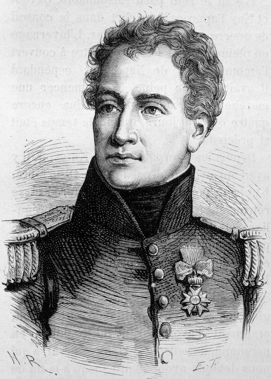 Portræt af Claude Francois de Malet (1754 - 1812). (Claude-Francois Malet) Indgravering af slutningen af det 19. århundrede i "Histoire de France"" af H. Martin. af Unknown artist