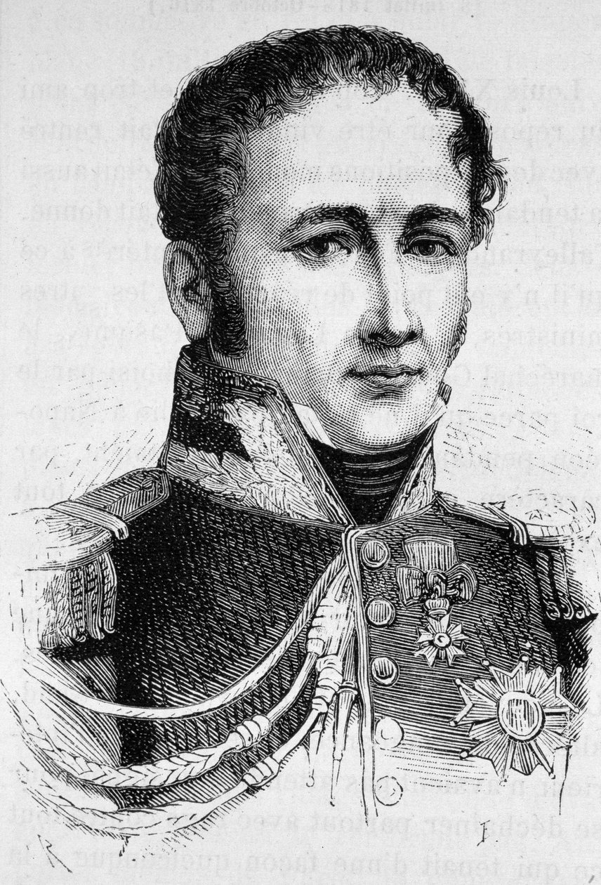 Portræt af grev Antoine Drouot (1774 - 1847). Indgravering af slutningen af det 19. århundrede i "Histoire de France"" af H. Martin. af Unknown artist