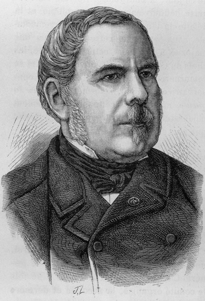 Portræt af grev Napoleon Daru (? - 1889). Indgravering af slutningen af det 19. århundrede i "Histoire de France"" af H. Martin. af Unknown artist