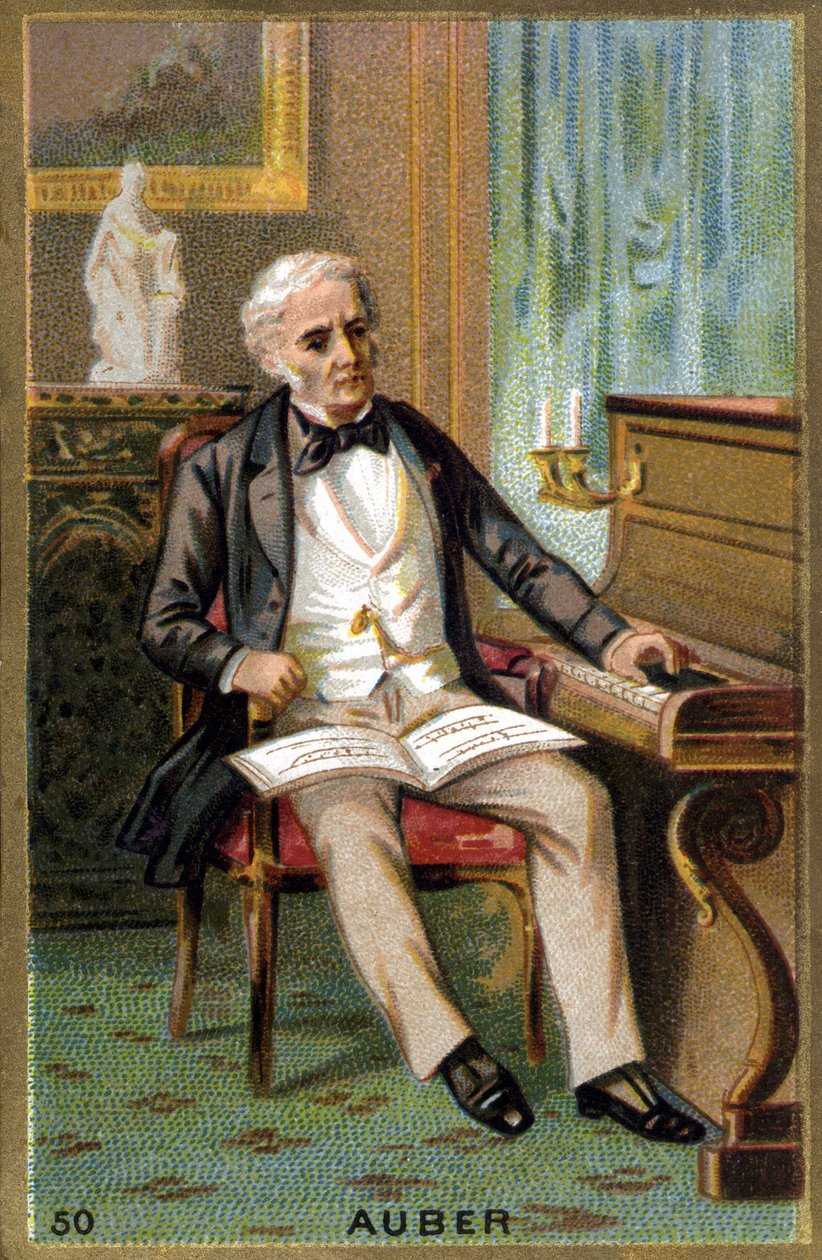 Portræt af Daniel François Esprit Auber (1782-1871), fransk komponist. Kromolitografi af det 19. århundrede. af Unknown artist